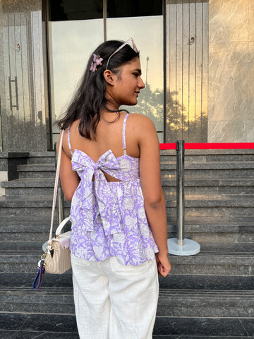 Lavender Haze Back Tie-Up Top