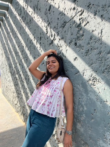 Julia Printed Chanderi Top