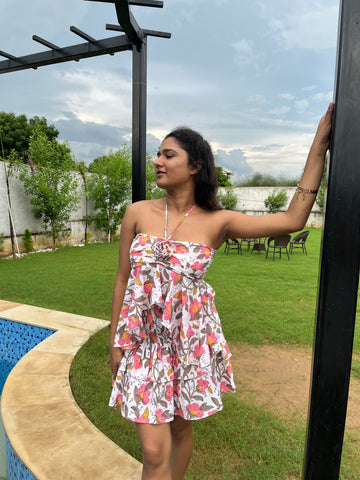Hibiscus Ruffle Top with Skirt Set