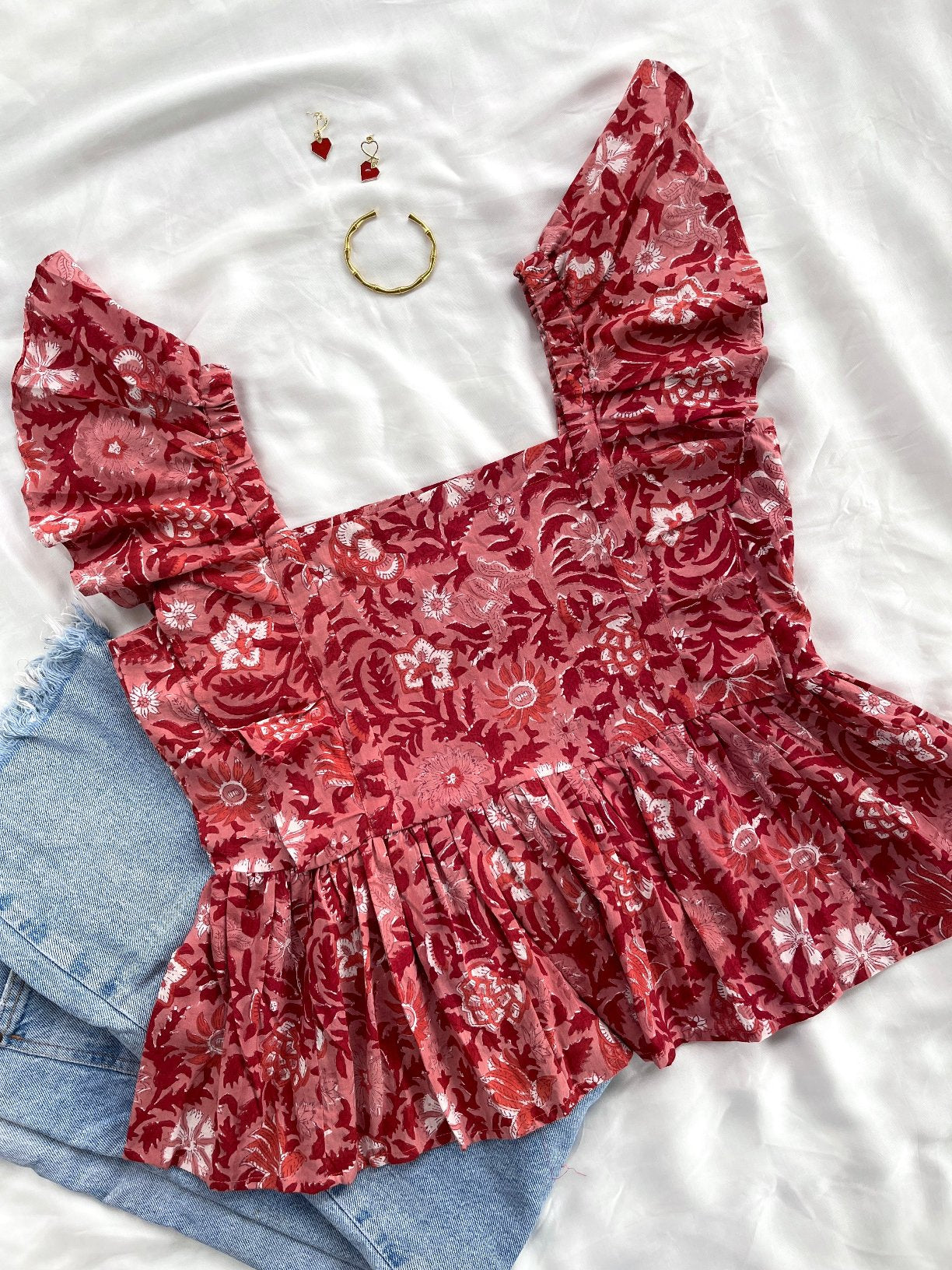 Rhonda Ruffle Sleeve Floral Top