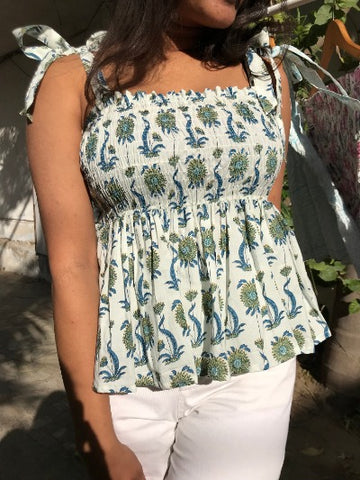 White Reha Peplum Top