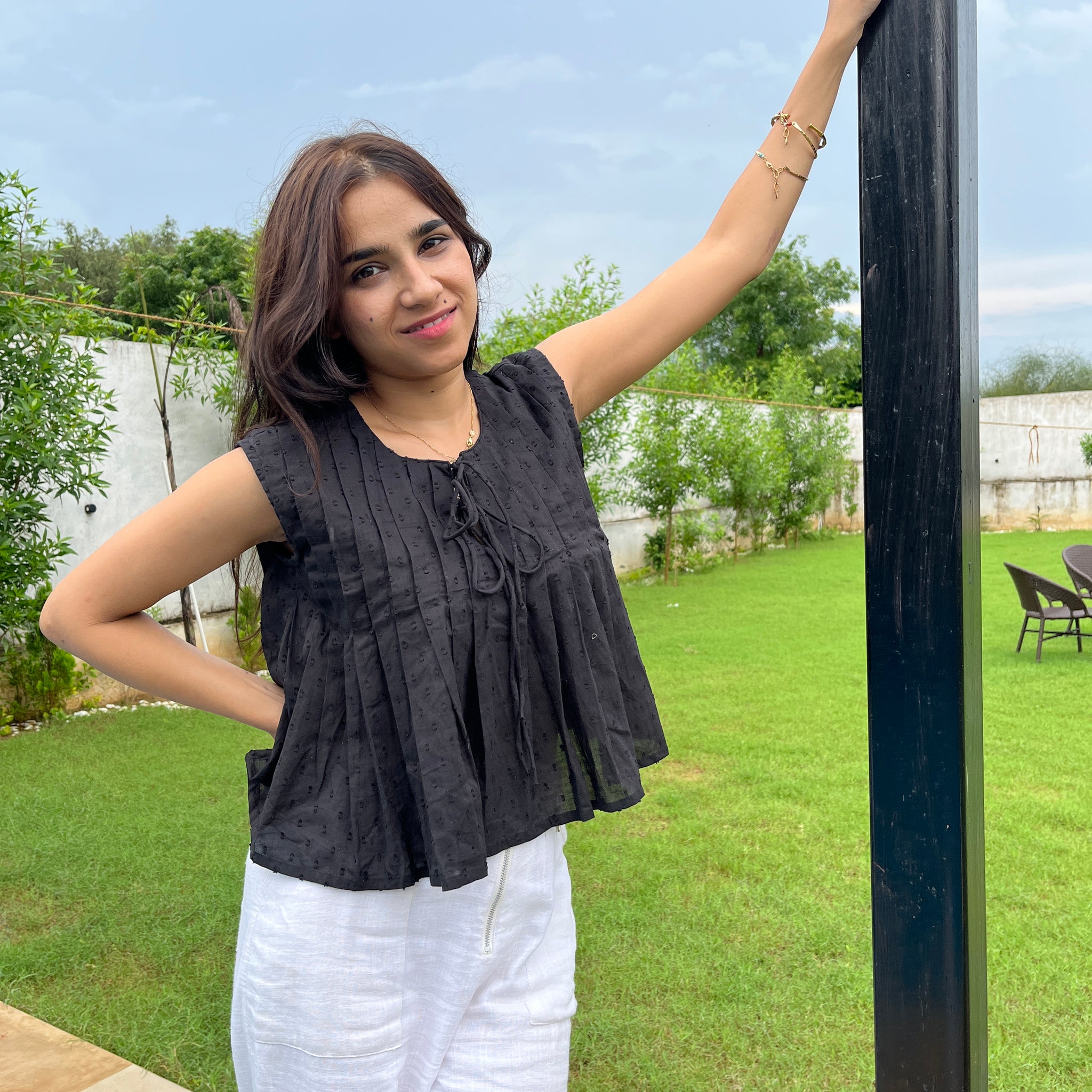 Black pleated Top