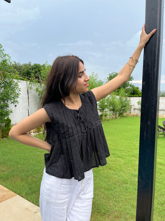 Black pleated Top