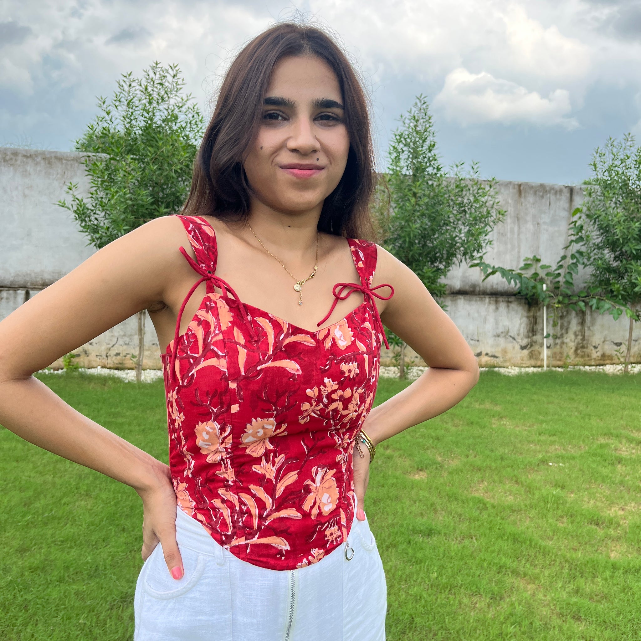 Amara Red Corset Top