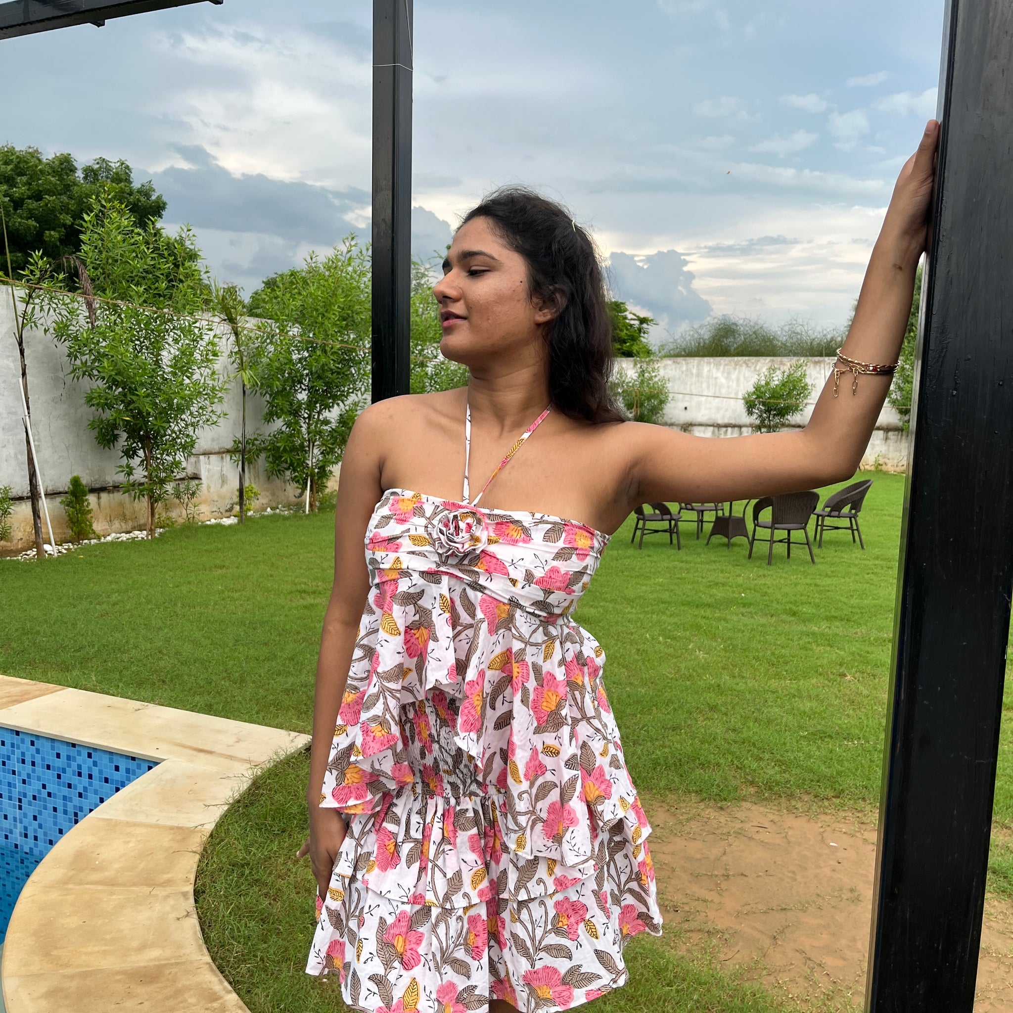 Hibiscus Ruffle Top with Skirt Set
