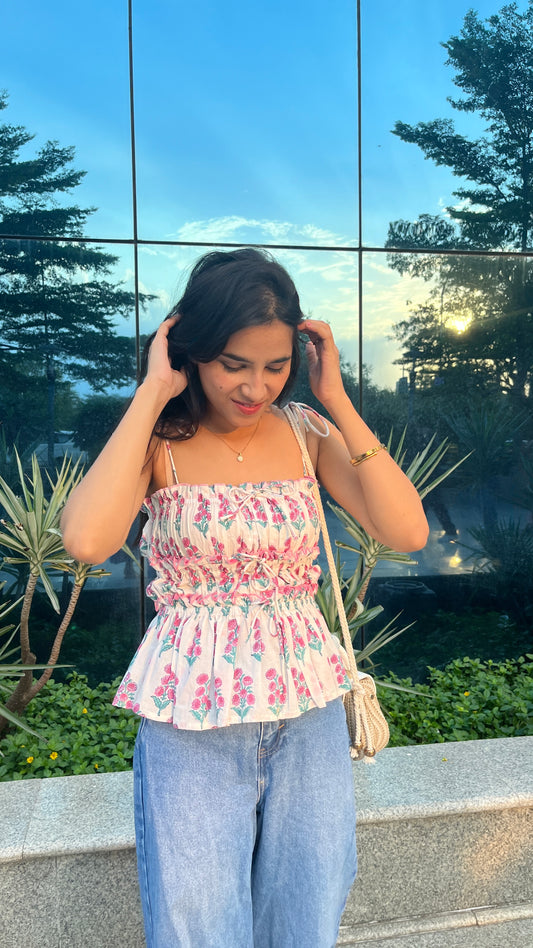 Daisy Tie-Up Strap Top