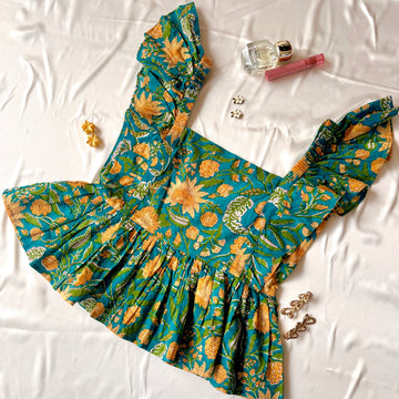 Carrie Green Ruffle Top
