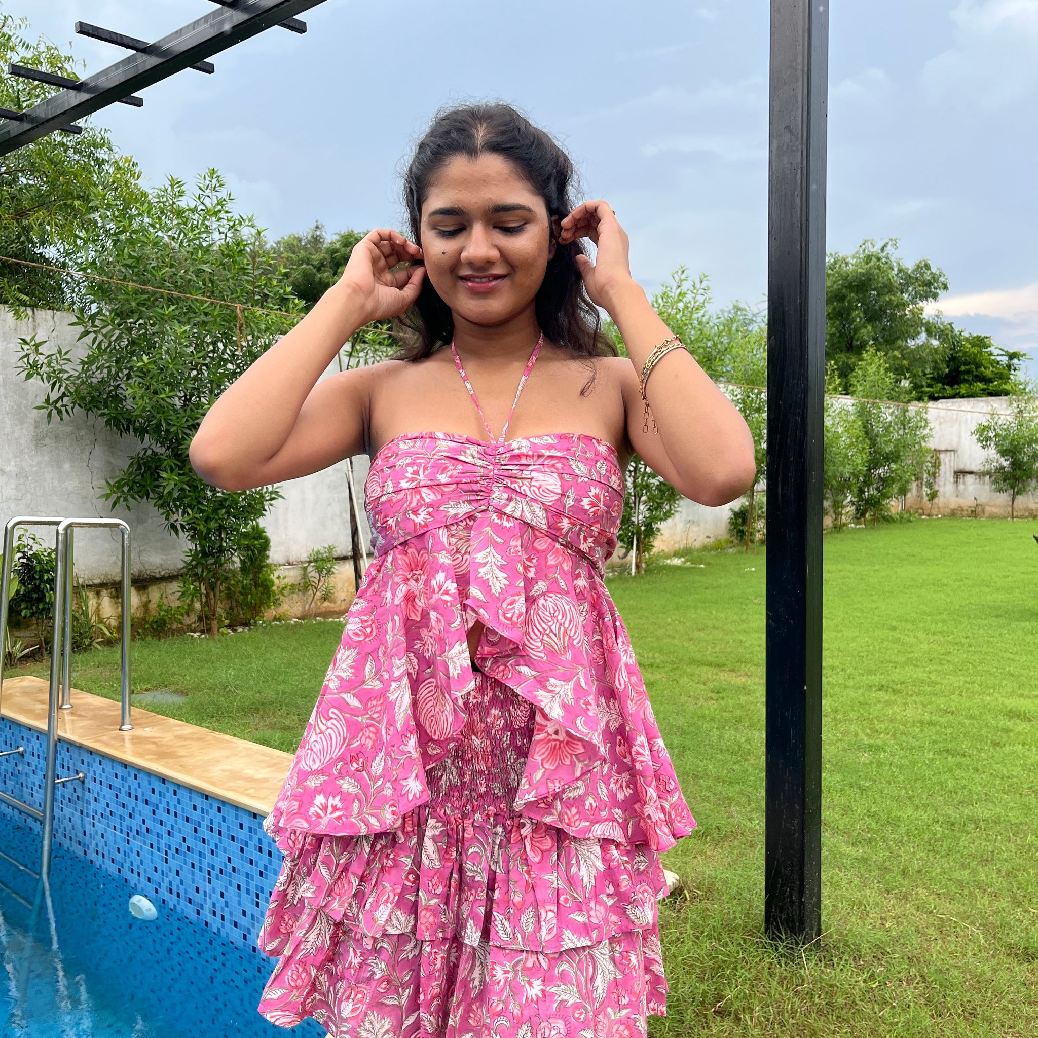 Flamingo Ruffle Top with Skirt Set