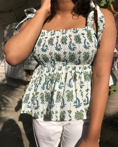 White Reha Peplum Top